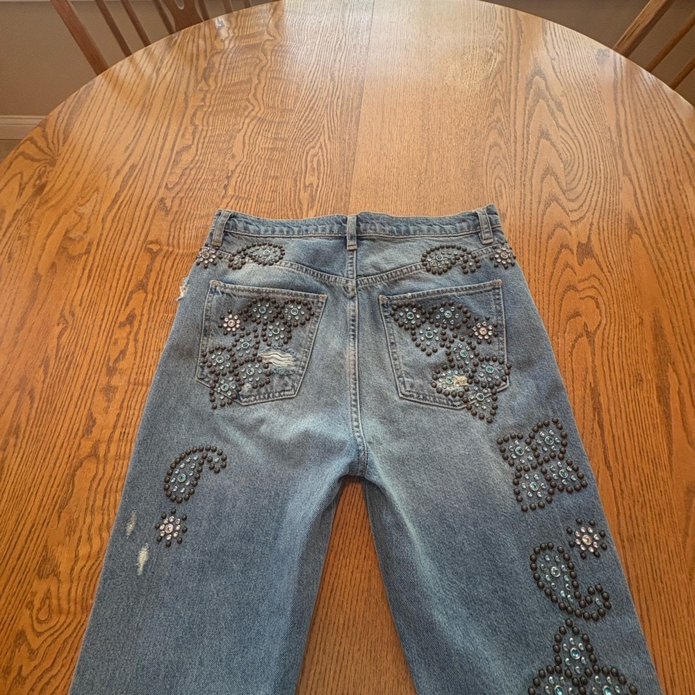 We the Free Wiley Embellished Bootcut Jeans Studded Distressed Ripped 28 33” ins - Picture 6 of 14